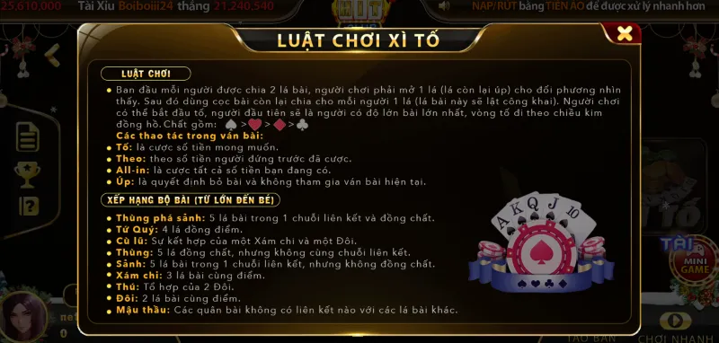hướng dẫn chơi xì tố hit club